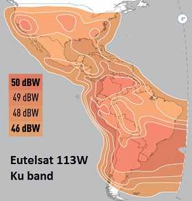 Eutelsat 113W Ku band beam coverage: Americas
