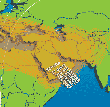 GOSAT Ku band coverage beam: Intelsat 15 at 85 deg east orbit