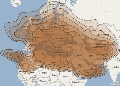 Eutelsat 21B beam coverage