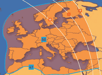 iDirect satellite broadband service area using Telstar 11N satellite