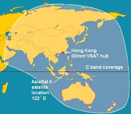 iDirect service for Asia/Pacific in AsiaSat 4 C band beam coverage