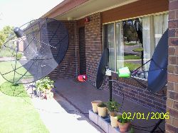 Satellite dishes pointing at Asiasat 3S, PAS-8 and OPTUS B3