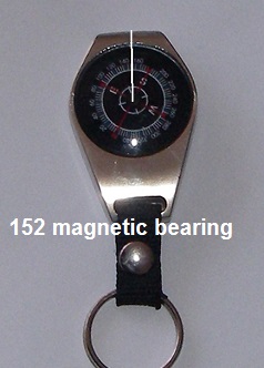 Magnetic compass reading 152 deg magnetic bearing