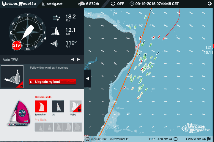 Steady on course 219 in the trade winds