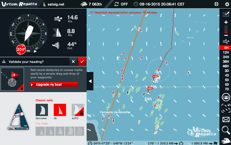 The wind angle will gradually increase from 44 to 50