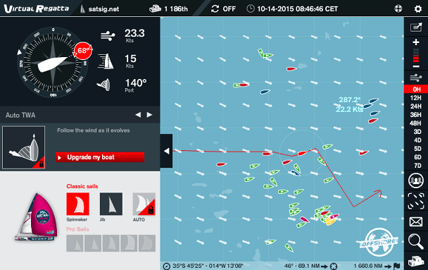 Wind from the north west providing good speed