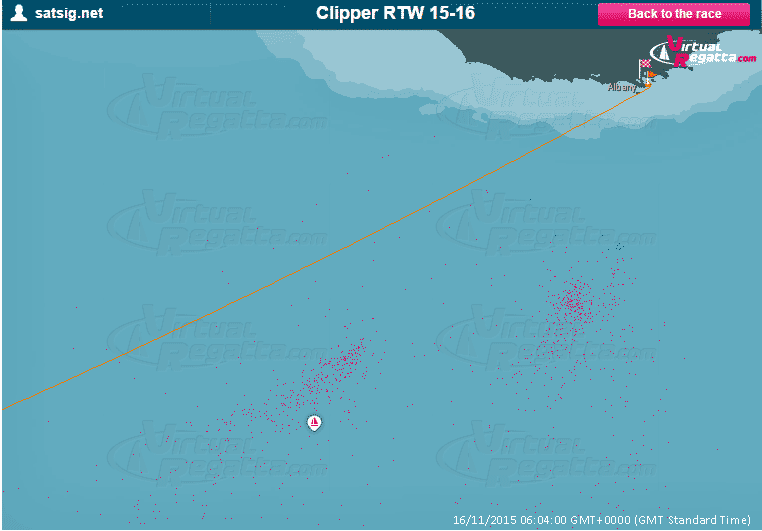 Satellite view of Clipper 15-16 sailing race