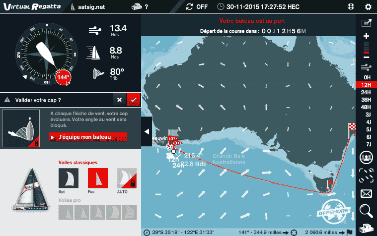 Round the World Clipper race. Leg 4 route: Albany to Sydney, Australia