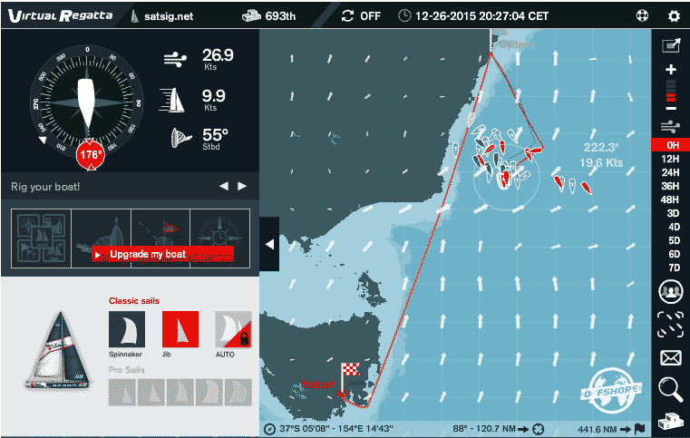 Tacking zig-zag into wind