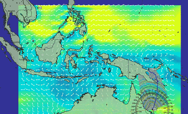 Sailing routing to the north of New Guinea