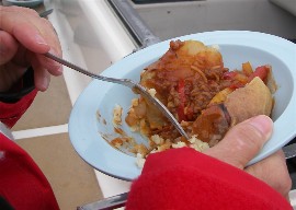 Hot meal while ocean racing