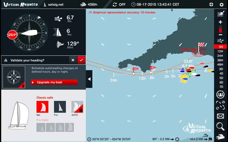Steady course from the start with a following wind