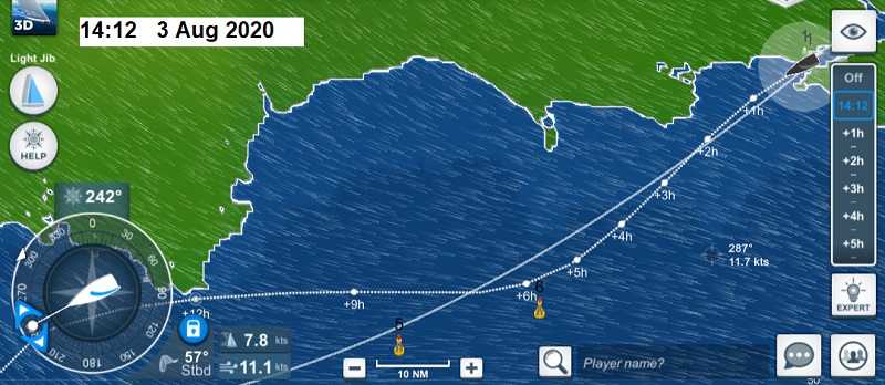 Chart for the route to Swanage from Cowes