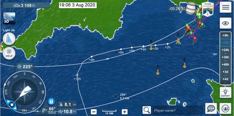 Sailing chart: Fastnet 2020. Passing Plymouth