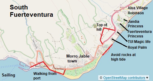 Map of Morro Jable, Fuerteventura, Esquinzo