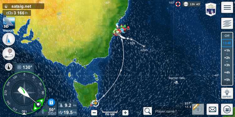 Route Sydney to Hobart race
