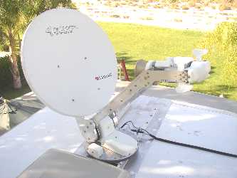 Motosat motorized VSAT dish on vehicle roof