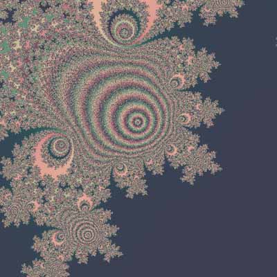 Mandelbrot image : ice with pink light behind