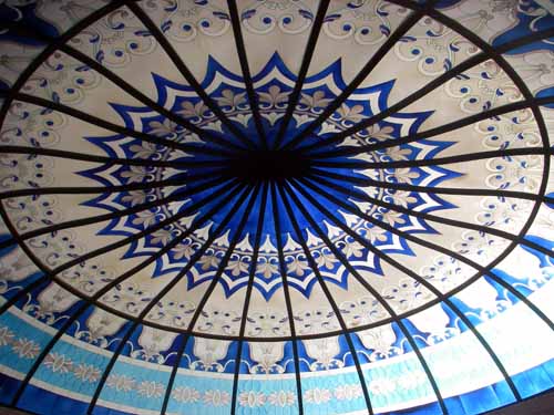 View of painted glass roof above the reception area at Tropicana Grand Azure Hotel