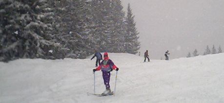 Skiing in the snow in Austria, Zell-am-See