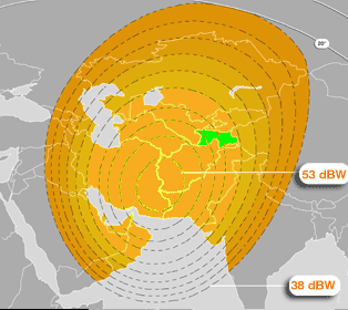 SESAT-2 coverage - satellite internet in Tajikistan