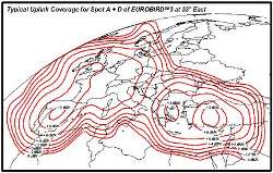 Eurobird 3 Spot D Downlink eirp contours