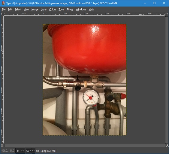 GIMP display screen