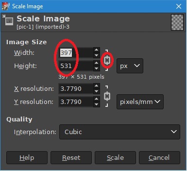 Scaling or adjusting image dimensions
