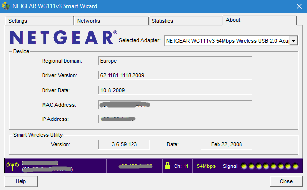 netgear wg111v2 smart wizard about