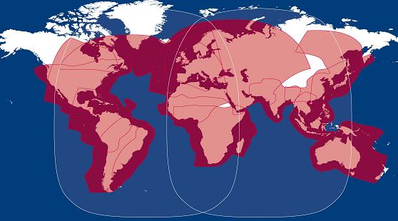 Worldwide satellite beam coverage