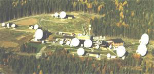 Nittedal large satellite hub teleport dishes with reliable 155 Mbit/s connection to the internet backbone