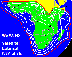 Eutelsat W3A beam coverage