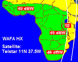 Telstar 11N beam footprint