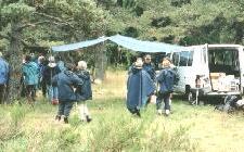 Walking in France - typical picnic brought to us walkers at lunchtime, complete with table